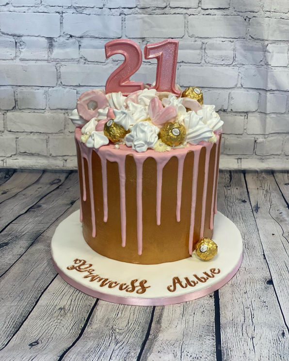 Rose gold with pink drip